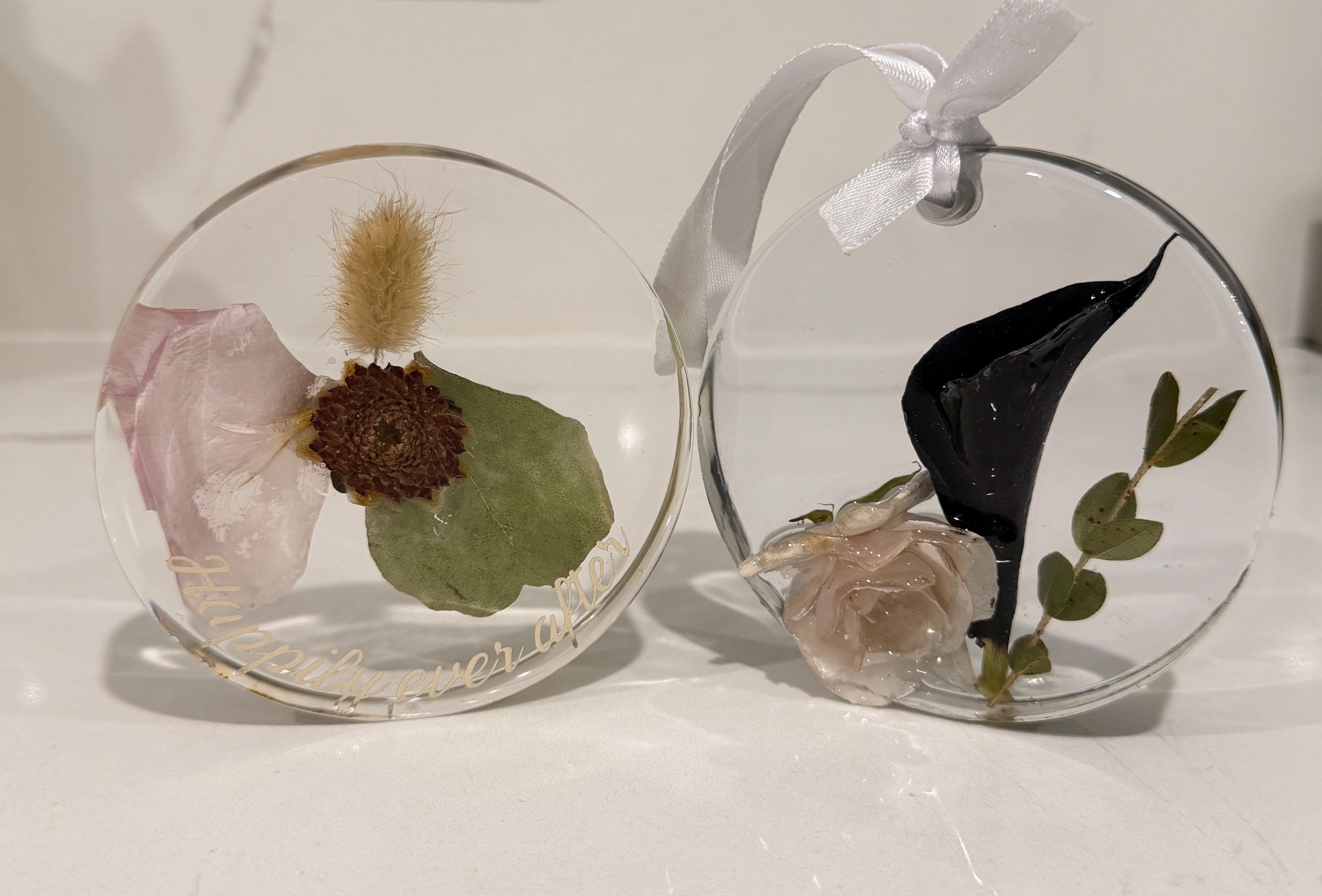 Happily ever after preserved flower ornaments