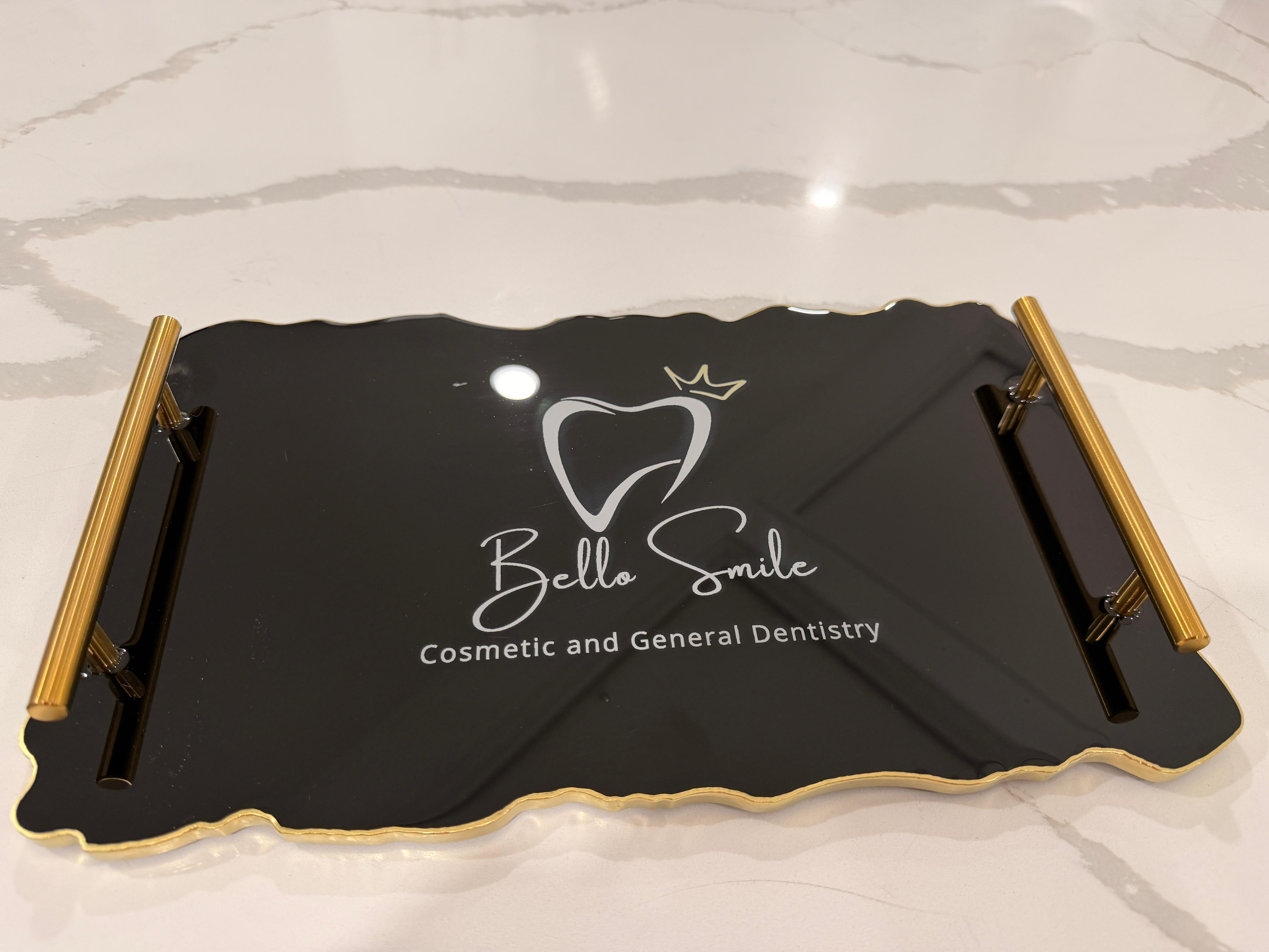 Custom resin tray with gold detail